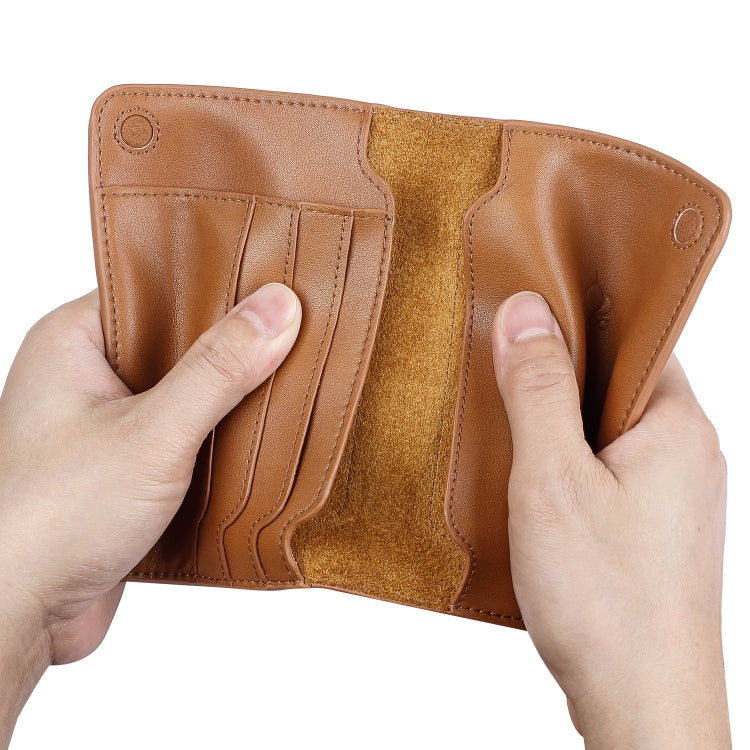 Men Wallet Cowhide Passport Bag Ticket Holder Multifunctional Card Holder, Black, Brown