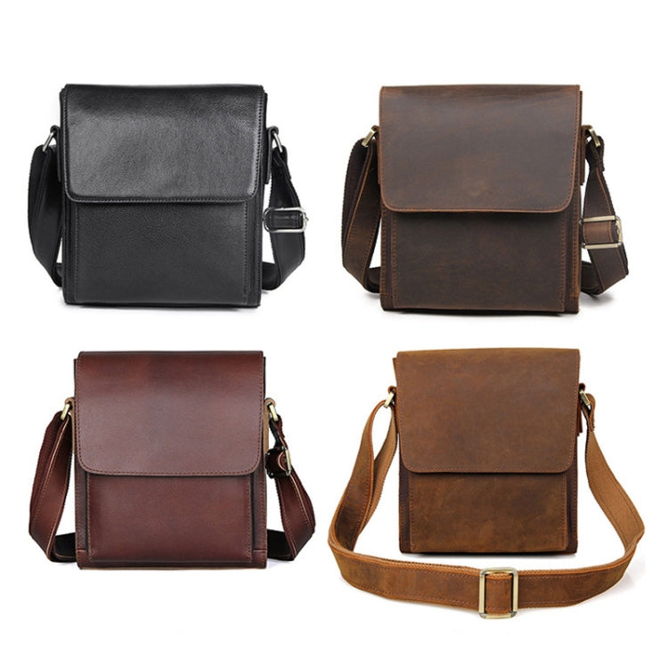 Vintage Crazy Horse Leather Men Shoulder Bag Messenger Bag, Black, Brown, Dark Brown, Brown Yellow