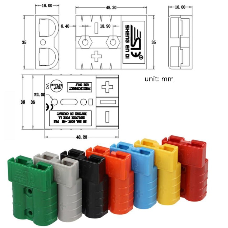 SHENG EN DI Connector Lithium Battery Charge And Discharge Electric Plug, SG 50A 600V Red, SG 50A 600V Black, SG 50A 600V Blue, SG 50A 600V Yellow, SG 50A 600V Orange, SG 50A 600V Green, SG 50A 600V Gray