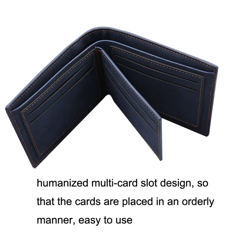 MenBense Frosted PU Short Large Capacity Fashion Retro Three Fold Bag Men Wallet, Black, Navy, Dark Brown, Light-Light