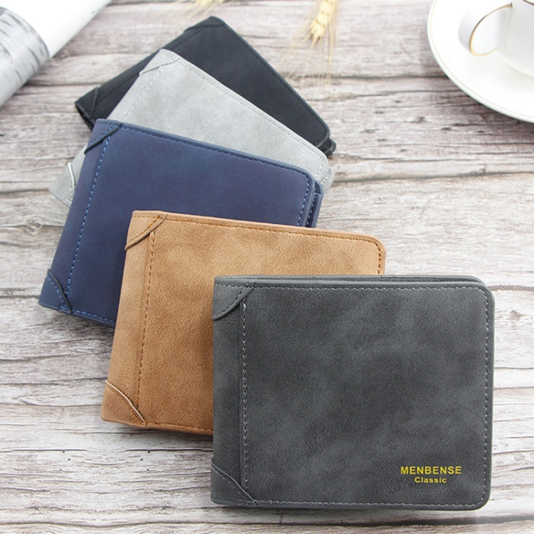 Menbense Matte Short Large Capacity Fashion Casual Adapter Male Wallet, Light Grey, Navy Blue, Black, Dark Gray, Light Brown