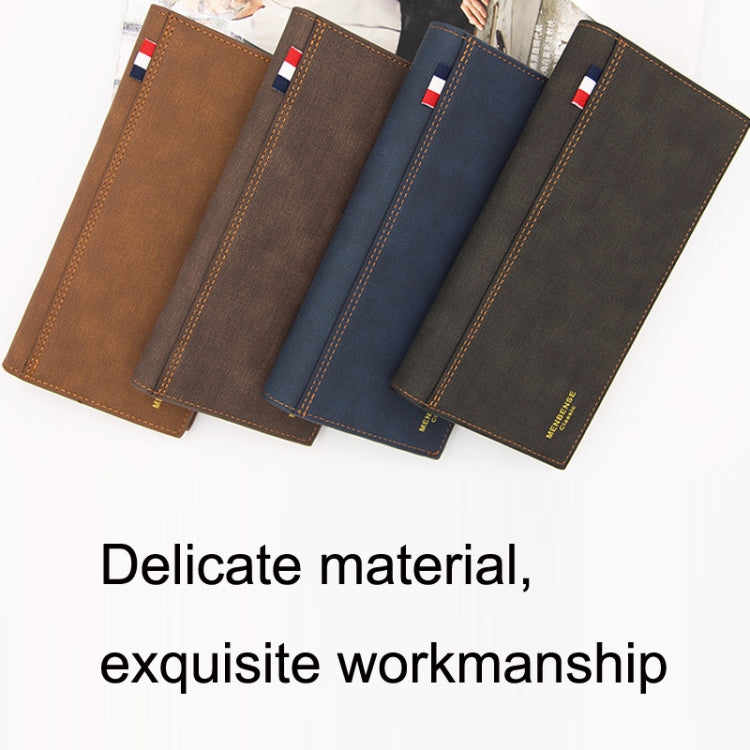 MenBense Matt Male Wallet Long Fashion Large Capacity Male Wallet, Navy Blue, Black, Dark Brown, Light Brown
