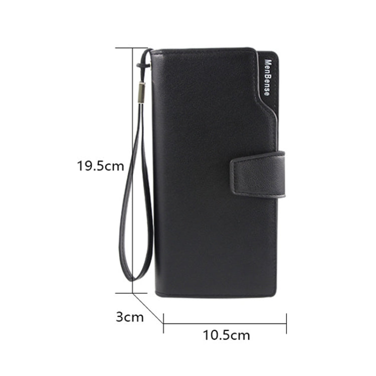 Menbense Fashion Business Simple Handbag PU Large Capacity Male Wallet, Black, Dark Brown