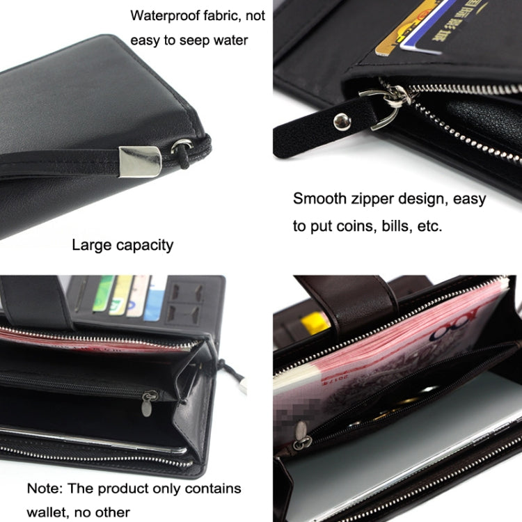 Menbense Fashion Business Simple Handbag PU Large Capacity Male Wallet, Black, Dark Brown
