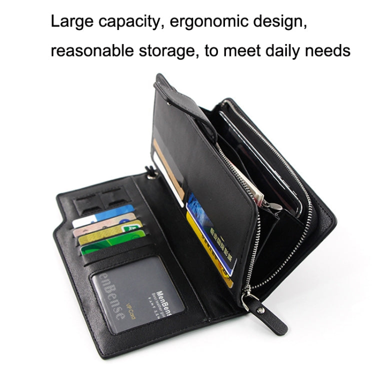 Menbense Fashion Business Simple Handbag PU Large Capacity Male Wallet, Black, Dark Brown