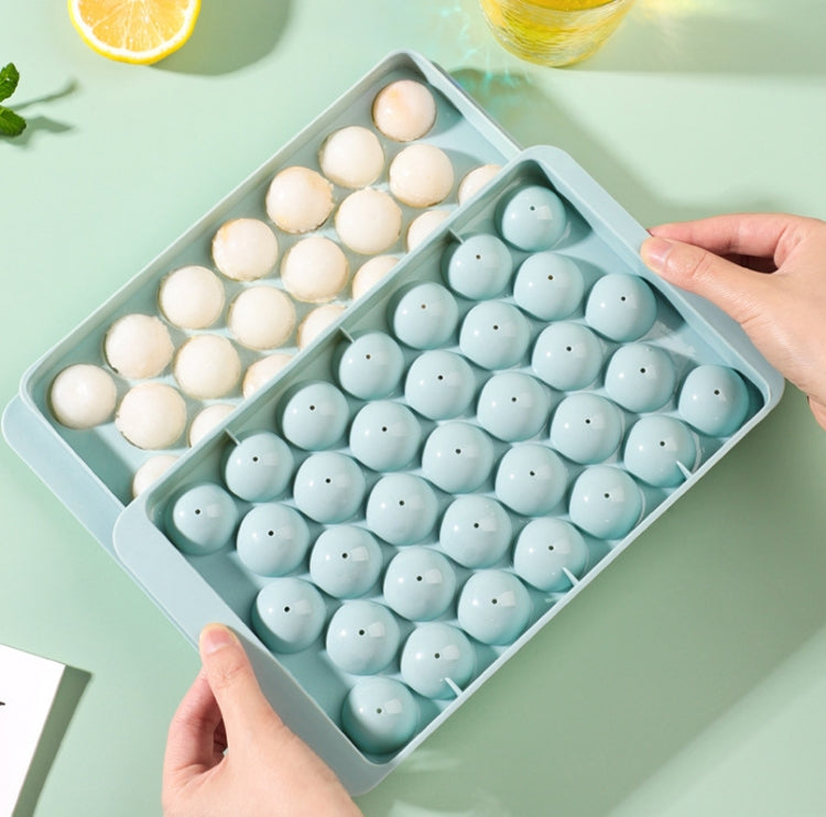 33 Grid Round Ice Hockey Mold With Lid Ice Box Small Marble Ice Tray, Random Color Delivery, Small Blue