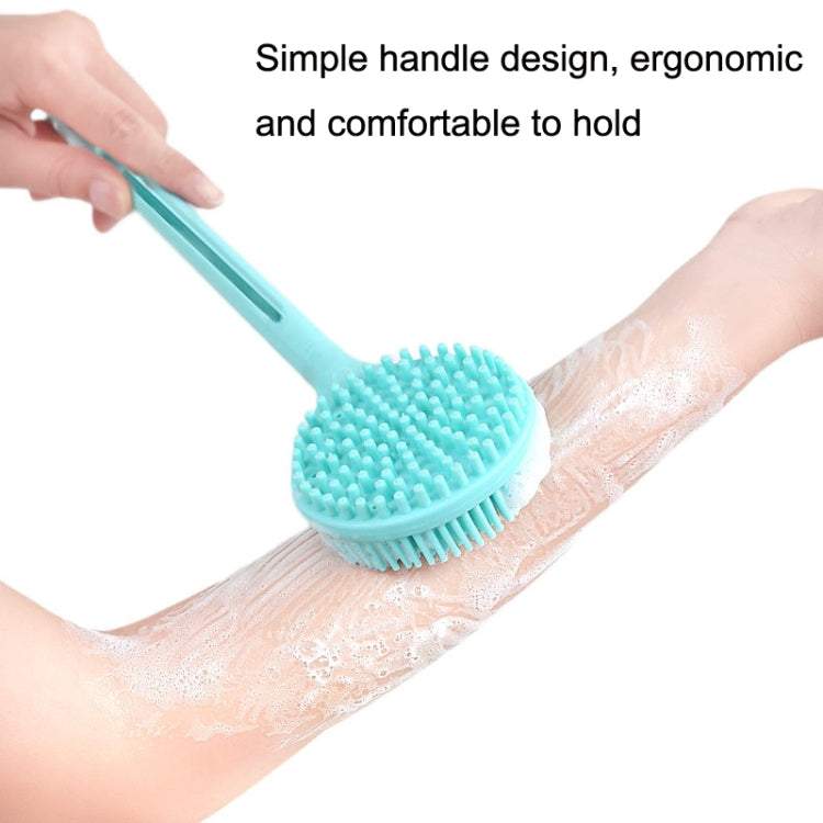 Silicone Massage Long Handle Double Sided Bath Brush, Blue, Pink