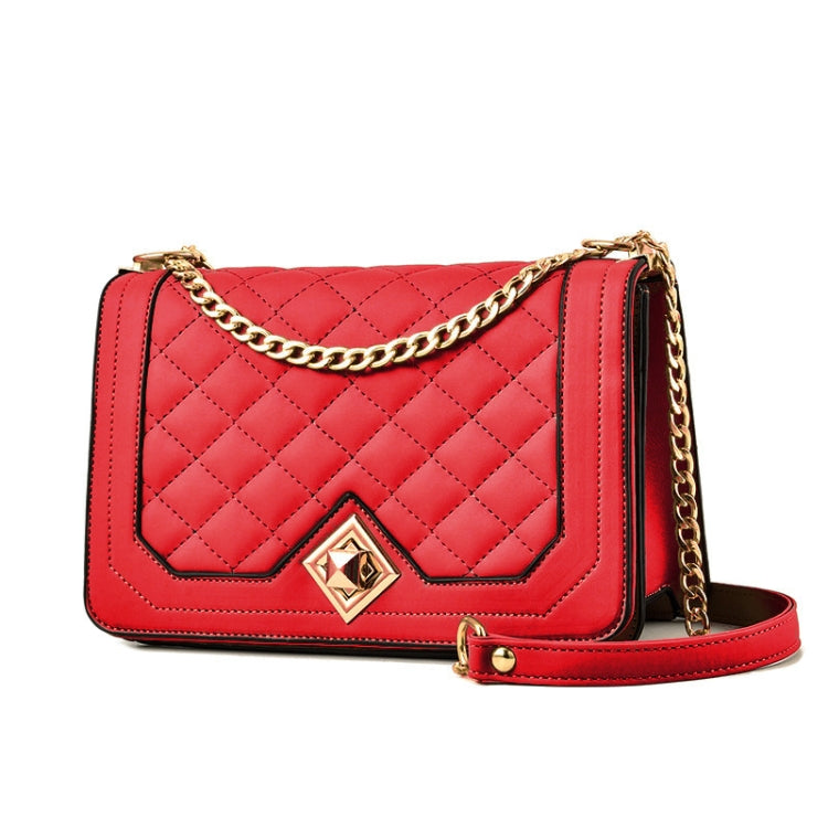 6382 One-shoulder Diagonal Rhombus Chain Bag