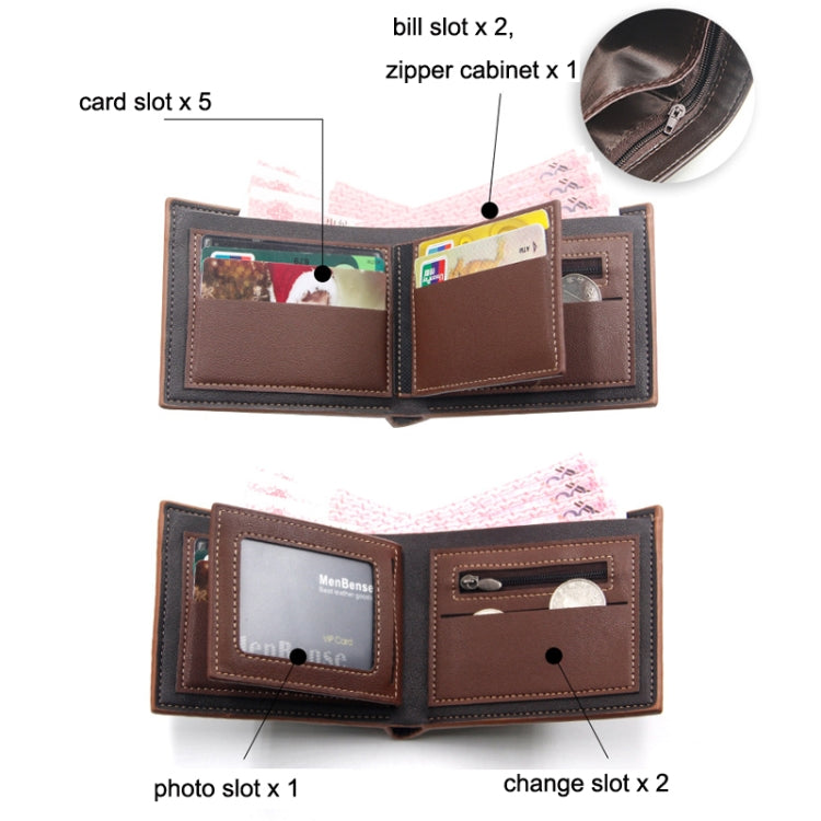 Menbense Hot Stamping Hinge Short Matte Multi-Card Large Capacity Male Wallet, D3301-4 Black, D3301-4 Light Brown, D3301-4 Dark Brown, D3301-5 Black, D3301-5 Light Brown, D3301-5 Dark Brown
