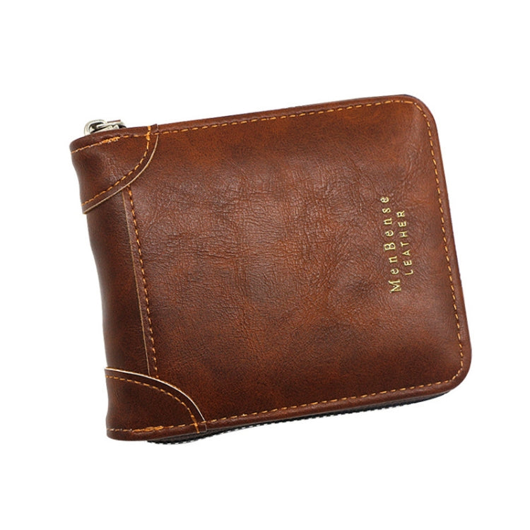 Menbense Casual Fashion Large Capacity Multi-Card Retro Zipper Wallet, Black, Dark Brown, Light Brown