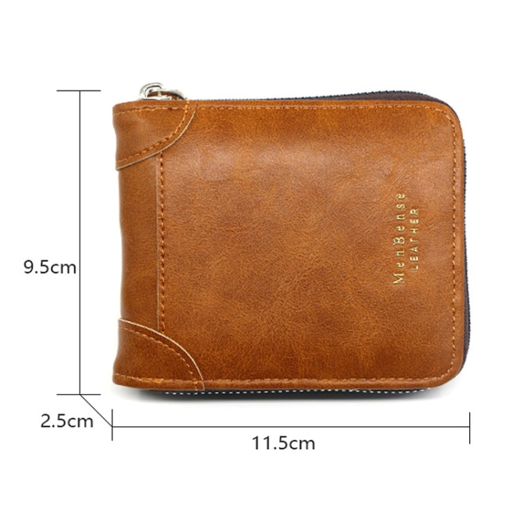 Menbense Casual Fashion Large Capacity Multi-Card Retro Zipper Wallet, Black, Dark Brown, Light Brown