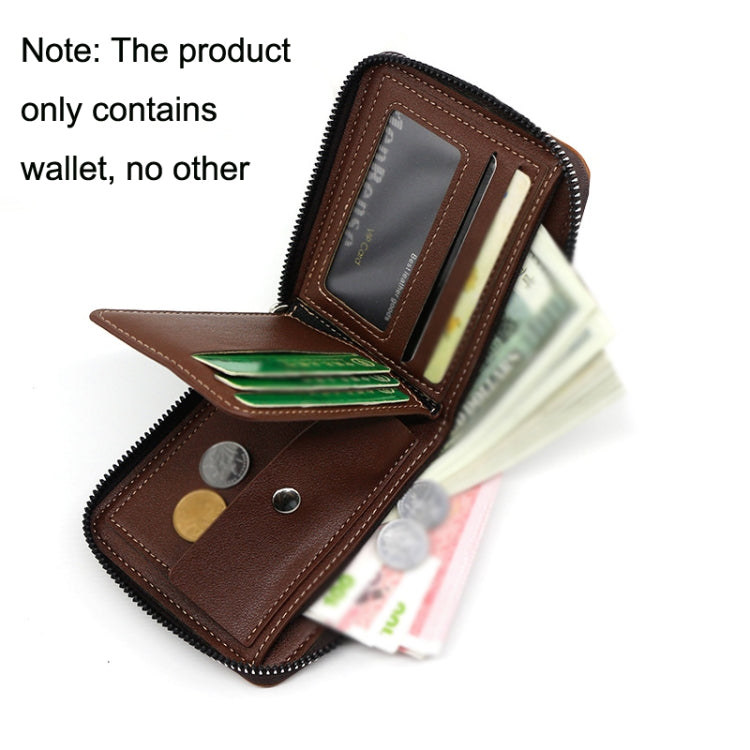 Menbense Casual Fashion Large Capacity Multi-Card Retro Zipper Wallet, Black, Dark Brown, Light Brown