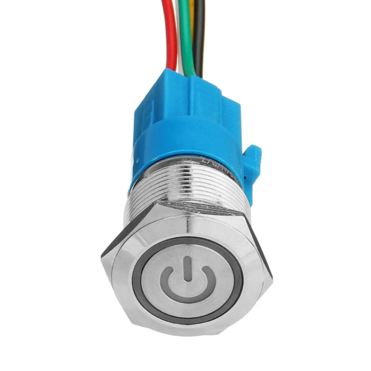 2 PCS 19mm Car Modified Metal Waterproof Button Flat Switch With Light, Color:, Reset Blue Light, Reset Red Light, Reset Green Light, Self-lock Blue Light, Self-lock Red Light, Self-lock Green Light