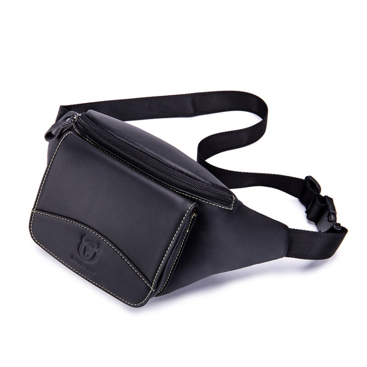BULL CAPTAIN Cowhide Waist Bag Large Capacity Multifunctional Wallet For Men, Black, Yellow Brown