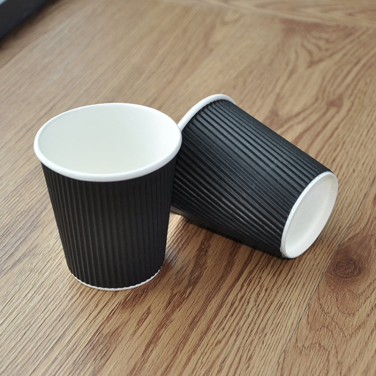 Disposable Thickened Anti-scalding Corrugated Coffee Cup, 100 PCS 8oz Classic Black