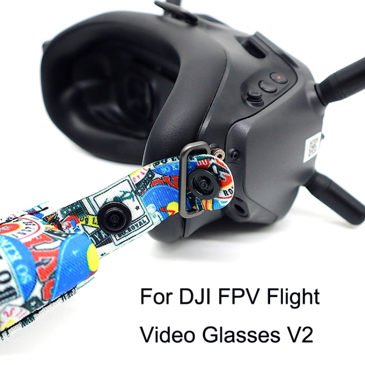 نظارات فيديو الطيران مع عصابة رأس ملونة بنقشة جرافيتي وحزام ثابت لنظارات DJI FPV V2، حزام، حزام + سلك طاقة، حزام + سلك طاقة + وسادة