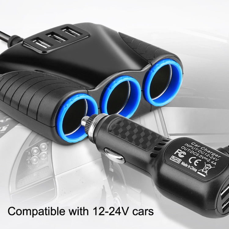 شاحن سيارة ولاعة سجائر USB متعدد الوظائف JY-1905 بقوة 120 وات، طراز: 3 منافذ، 5 منافذ