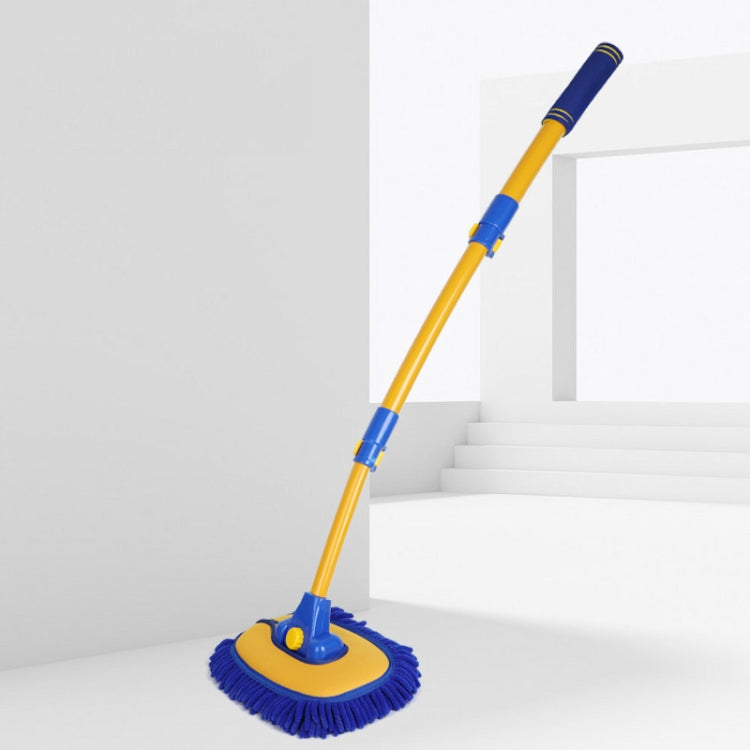 Retractable Curved Rod Soft Fur Car Wash Mop, Curved Rod Yellow Black, Curved Rod Yellow Blue