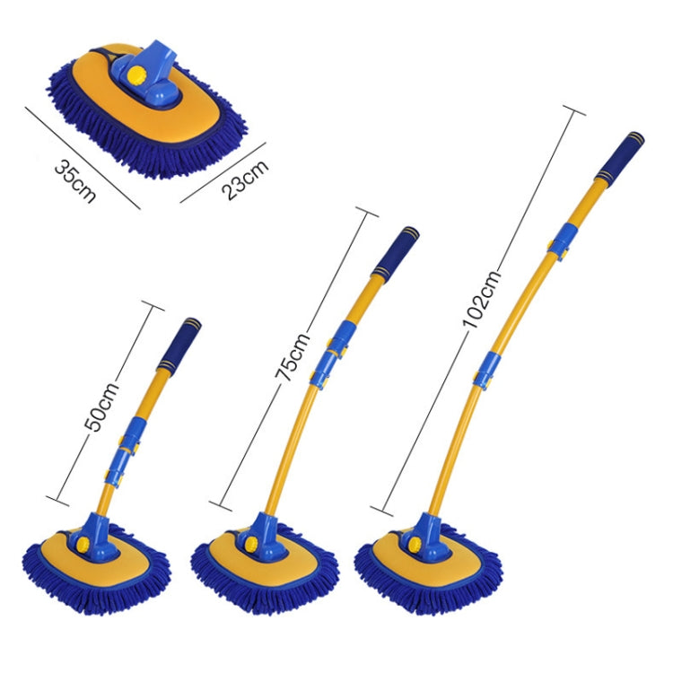 Retractable Curved Rod Soft Fur Car Wash Mop, Curved Rod Yellow Black, Curved Rod Yellow Blue