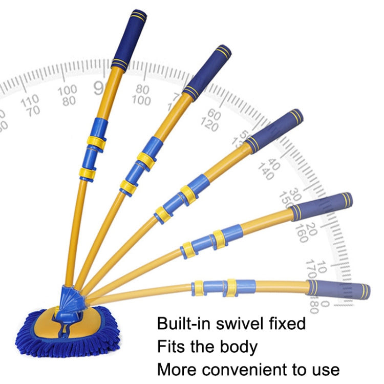 Retractable Curved Rod Soft Fur Car Wash Mop, Curved Rod Yellow Black, Curved Rod Yellow Blue