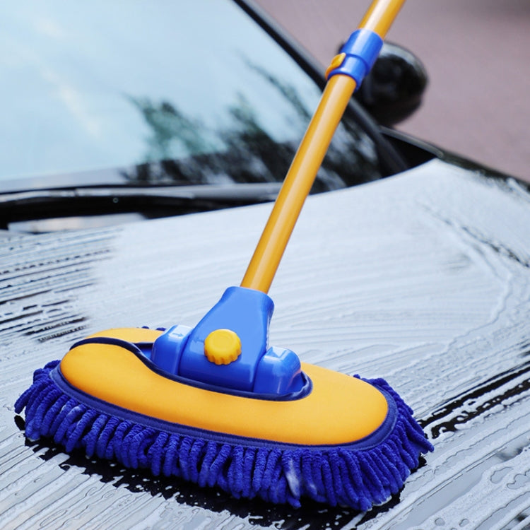 Retractable Curved Rod Soft Fur Car Wash Mop, Curved Rod Yellow Black, Curved Rod Yellow Blue