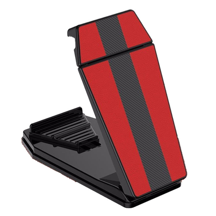 Mobile Phone Tablet Car Holder Suction Cup Instrument Fixed Bracket, Red Leather Pattern, Black Carbon Fiber