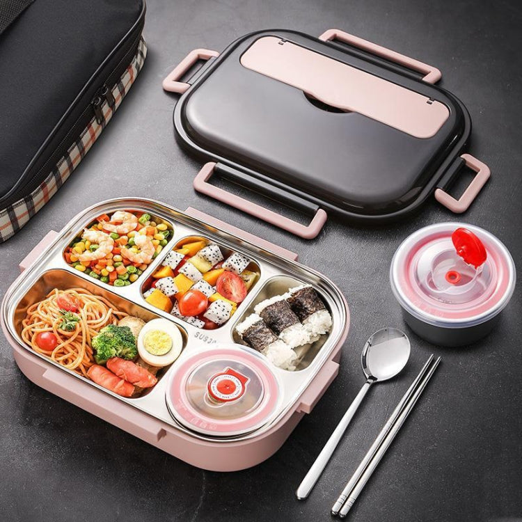 304 Stainless Steel Double-Layer Large-Capacity Portable Lunch Box, Peacock Blue, Lemon Yellow, Ink Pink