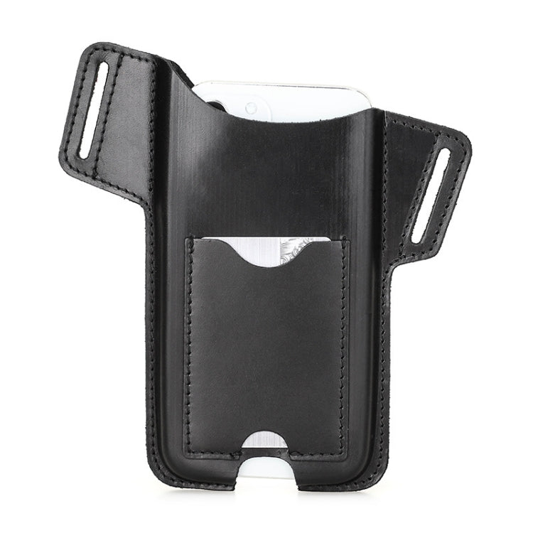 CONTACTS FAMILY Crazy Horse Leather Large Screen Mobile Phone Belt Holster, Brown, Black