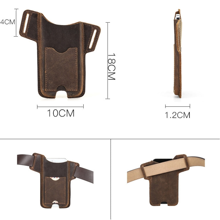 CONTACTS FAMILY Crazy Horse Leather Large Screen Mobile Phone Belt Holster, Brown, Black
