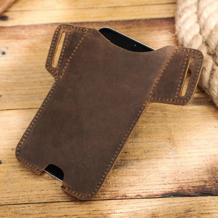 CONTACTS FAMILY Crazy Horse Leather Large Screen Mobile Phone Belt Holster, Brown, Black
