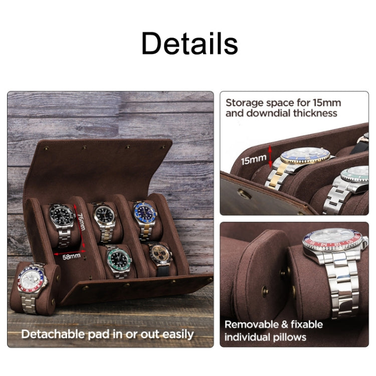 CONTACTS FAMILY Vintage Crazy Horse Leather Outdoor Travel Watch Case, CF1141