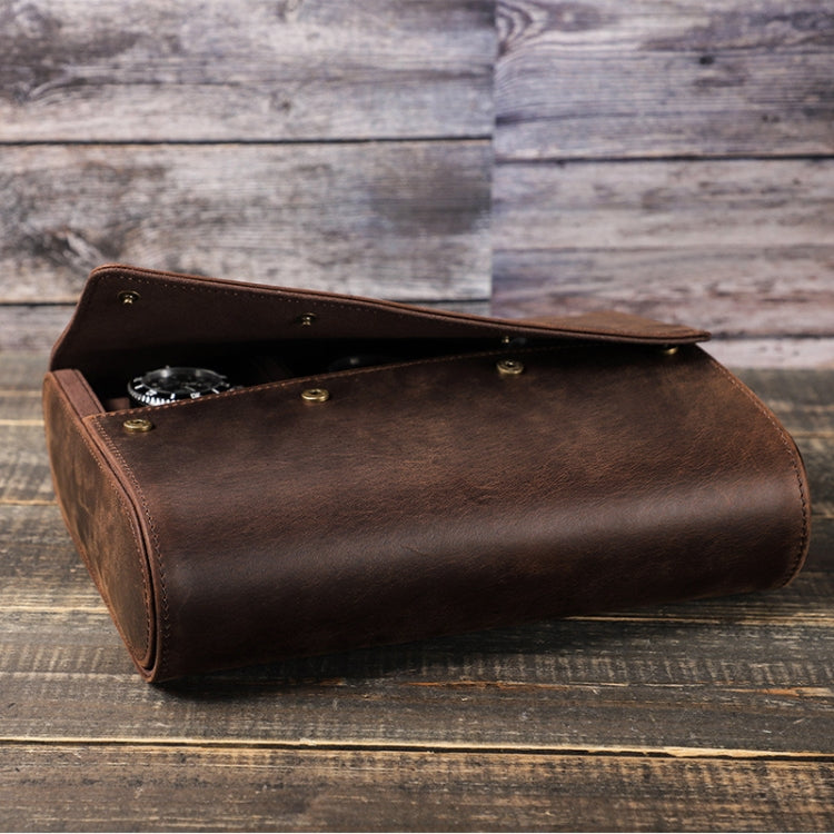 CONTACTS FAMILY Vintage Crazy Horse Leather Outdoor Travel Watch Case, CF1141