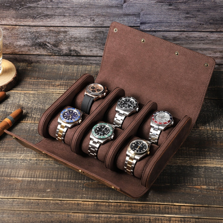 CONTACTS FAMILY Vintage Crazy Horse Leather Outdoor Travel Watch Case, CF1141