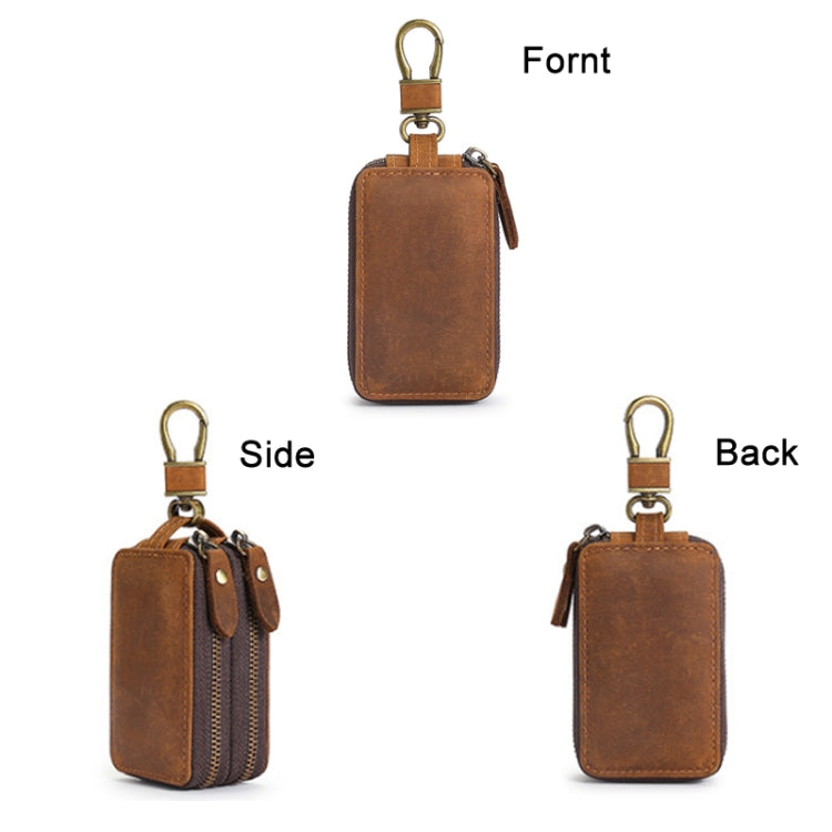 TP-9032 First Layer Cowhide Multifunctional Double Zipper Car Key Case, Car Key Case