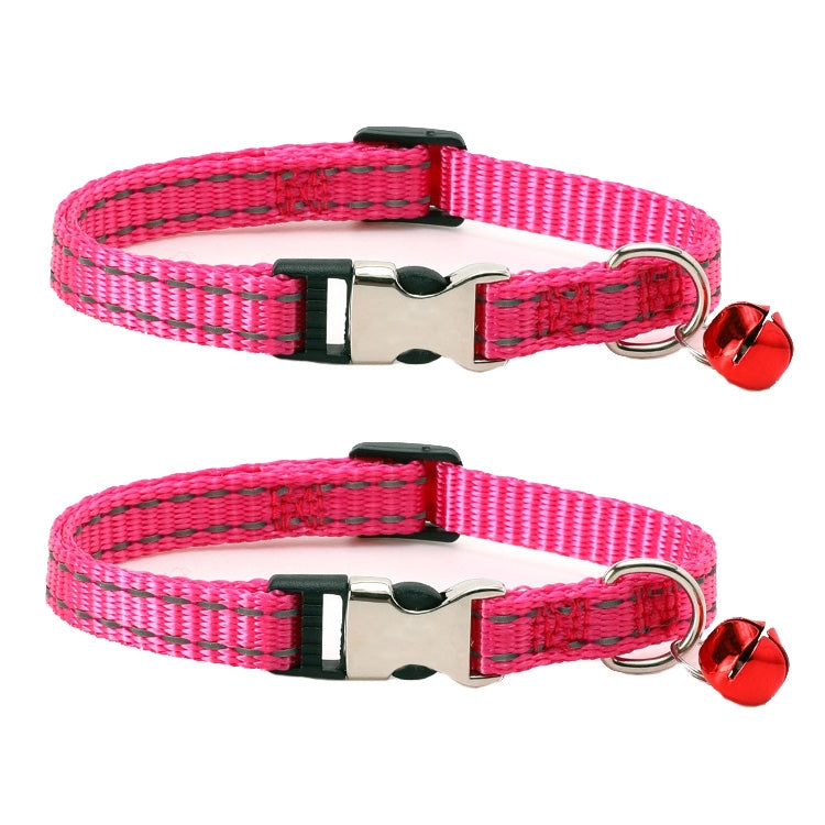 2 PCS Night Reflective Nylon Cat Collar With Bell, No Carving Green, No Carving Sky Blue, No Carving Purple, No Carving Grass Green, No Carving Black, No Carving Rose Red