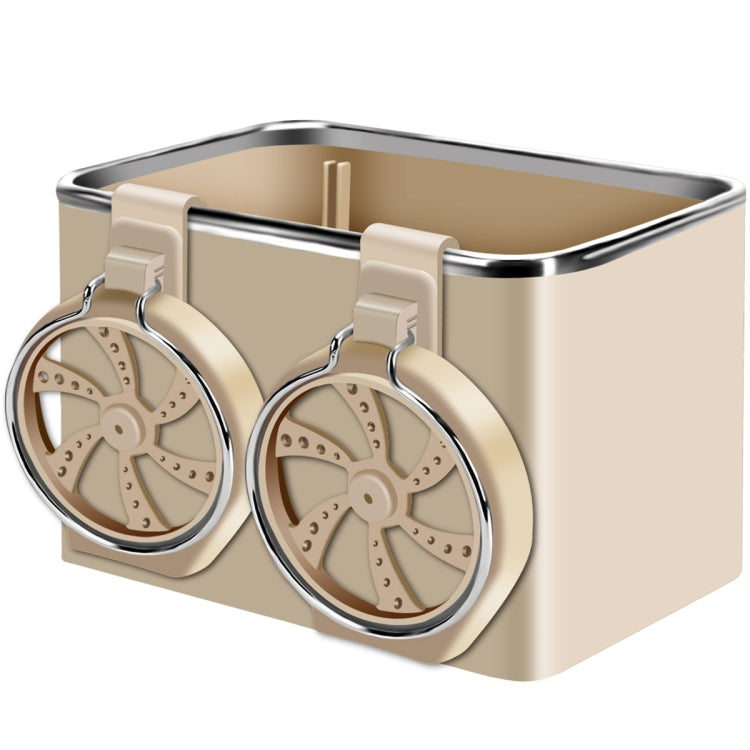 Car Paper Box Hanging Armrest Box Storage Box Cup Holder, Black Double Cup, Beige Double Cup