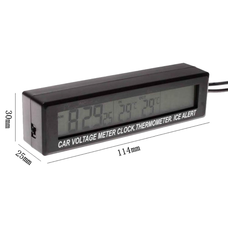 Car Inside And Outside Dual Temperature+Clock+Voltage LED Electronic Display, 4 in 1 Orange+Blue