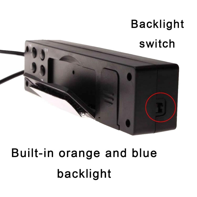 Car Inside And Outside Dual Temperature+Clock+Voltage LED Electronic Display, 4 in 1 Orange+Blue