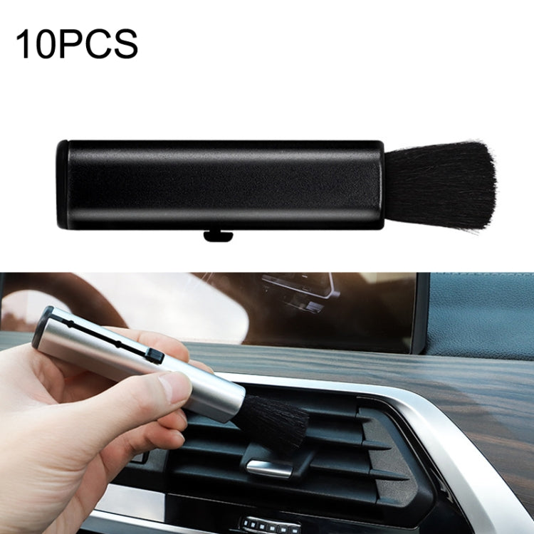 10 PCS Car Air Conditioner Air Outlet Telescopic Cleaning Brush, 10PCS+Black, 10PCS+Silver
