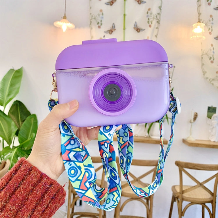 Camera Plastic Cup Children Straw Juice Cup Travel Leisure Water Cup, Pink, Blue, Purple, Yellow