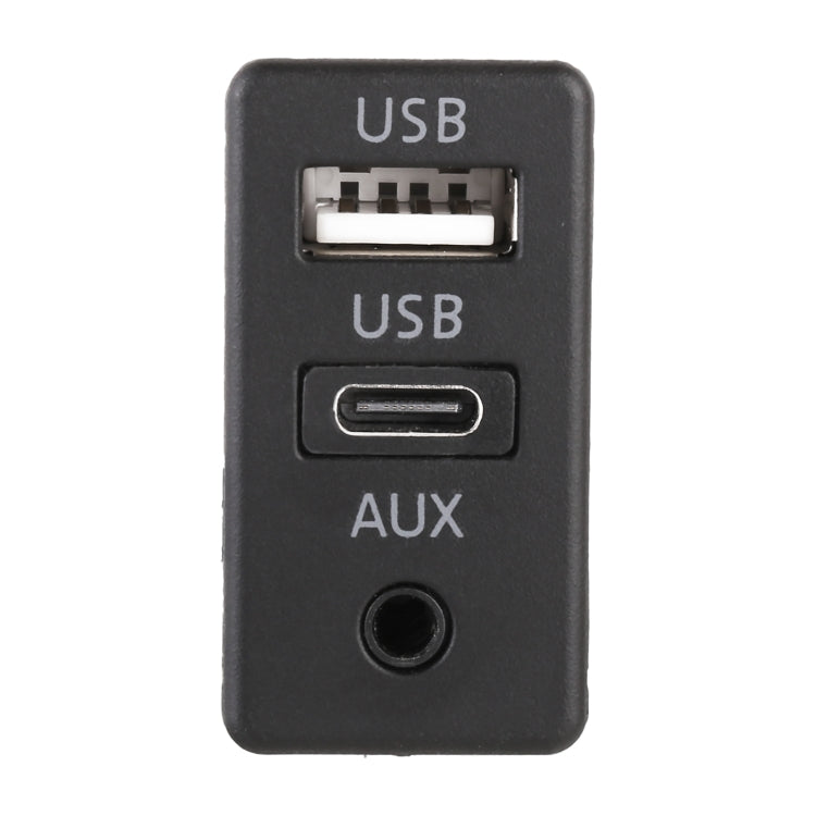 مقعد شحن عالمي للسيارة، واجهة USB + Type-C + AUX، USB + Type-C + AUX