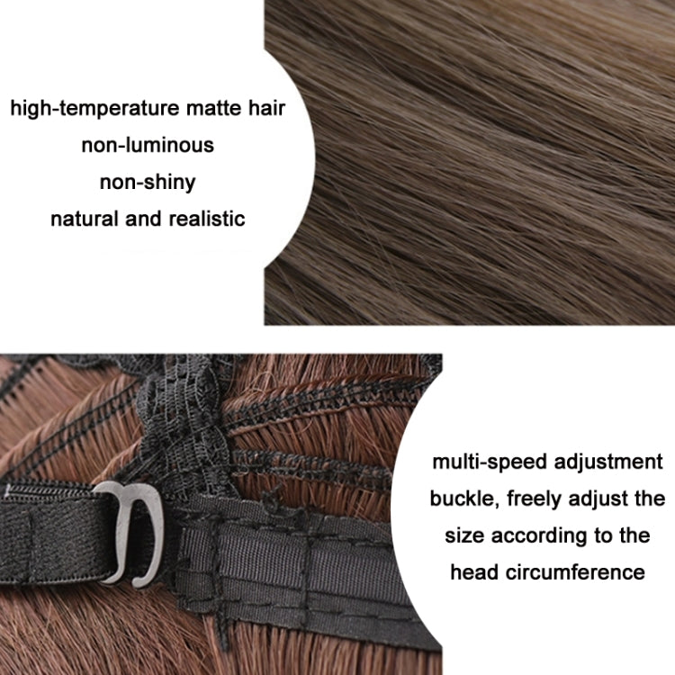 Women Medium Length Natural Realistic Full Shoulder Length Wig, Cold Brown 36cm, Black Tea Color 36cm
