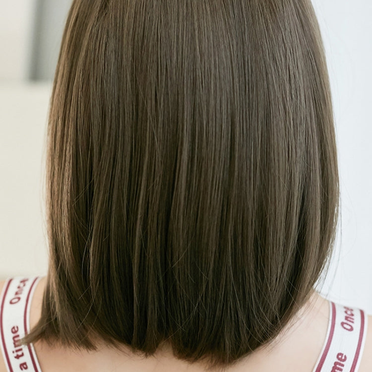 Women Medium Length Natural Realistic Full Shoulder Length Wig, Cold Brown 36cm, Black Tea Color 36cm