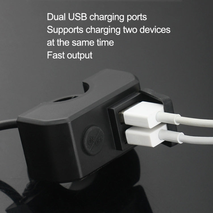 Motorcycle Dual USB Mobile Phone Charger 5V 3A Fast Charging, 5V 3A Black