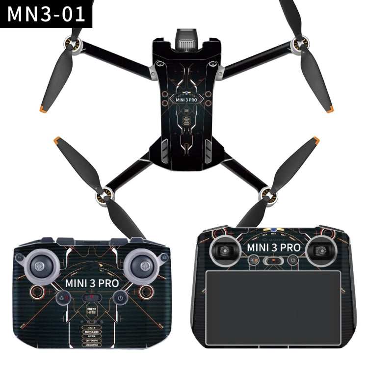 ملصق مقاوم للماء ومضاد للخدش بتصميم مسطح لطائرة DJI Mini 3 Pro، RC-N1 الإصدار العادي، RC مع إصدار الشاشة