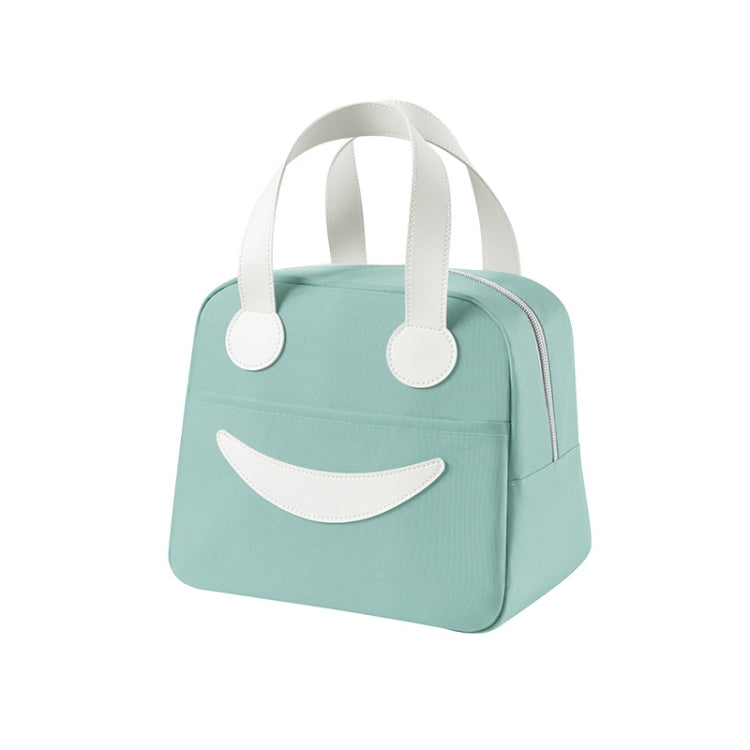Smile Lunch Bag with Leather Handles, Size: S (Green), S (Green), S (Pink), S (Gray), S (Navy Blue), S (Yellow), L (Green), L (Pink), L (Gray), L (Navy Blue), L (Yellow)