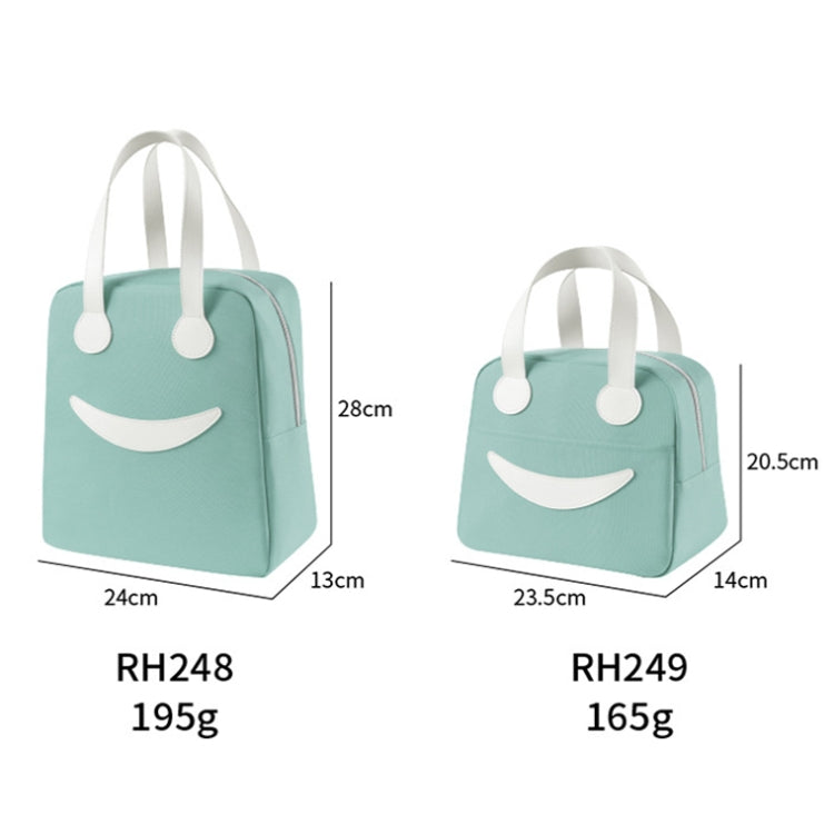 Smile Lunch Bag with Leather Handles, Size: S (Green), S (Green), S (Pink), S (Gray), S (Navy Blue), S (Yellow), L (Green), L (Pink), L (Gray), L (Navy Blue), L (Yellow)