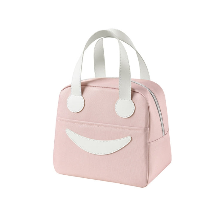 Smile Lunch Bag with Leather Handles, Size: S (Green), S (Green), S (Pink), S (Gray), S (Navy Blue), S (Yellow), L (Green), L (Pink), L (Gray), L (Navy Blue), L (Yellow)