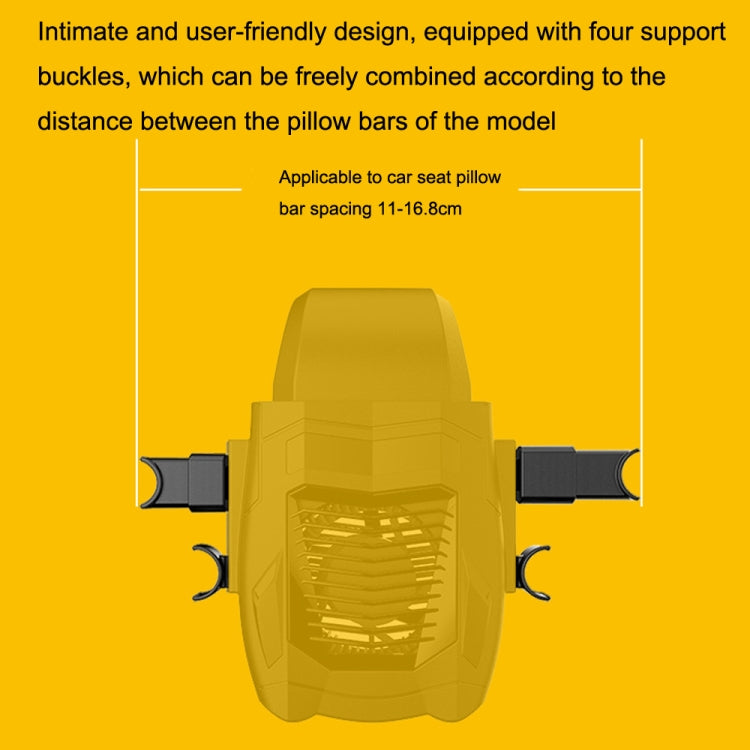 F415 Car Multifunctional Seat Back USB Fan, Black, Yellow