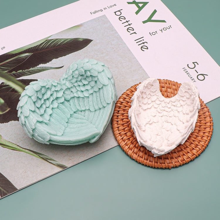 Heart Shaped Angel Wings Silicone Mold Baking Ice Cream Candle Aromatherapy Mold, L, S